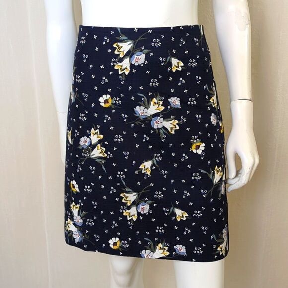 NWT Loft Navy Print Cotton Pique Summer Skirt Size 4 - Picture 1 of 7